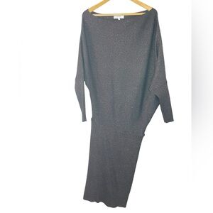 Reiss Lara Draped Ribbed Knit Bodycon off the shoulder Dress